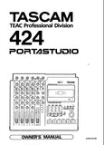 TASCAM 424 PORTASTUDIO 4 TRACK MULTITRACK MASTER CASSETTE TAPE RECORDER BX2 MIXER WORKSTATION OWNER'S MANUAL INC CONN DIAGS BLK DIAG AND LEVEL DIAG 27 PAGES ENG