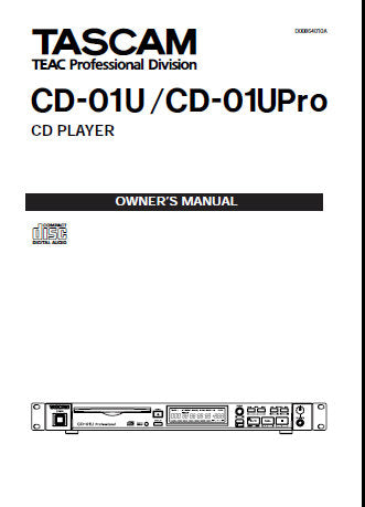TASCAM CD-01U CD-01UPro CD PLAYER OWNER'S MANUAL 28 PAGES ENG