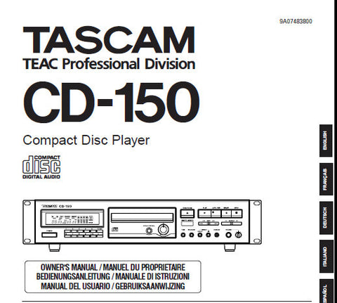 TASCAM CD-150 CD PLAYER OWNER'S MANUAL INC CONN DIAG AND TRSHOOT GUIDE 12 PAGES ENG
