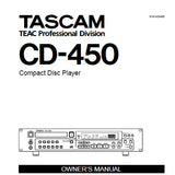 TASCAM CD-450 CD PLAYER OWNER'S MANUAL 12 PAGES ENG