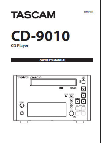 TASCAM CD-9010 CD PLAYER OWNER'S MANUAL INC TRSHOOT GUIDE 40 PAGES ENG