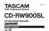 TASCAM CD-RW900SL PROFESSIONAL CD REWRITABLE RECORDER OWNER'S MANUAL INC CONN DIAG 36 PAGES ENG