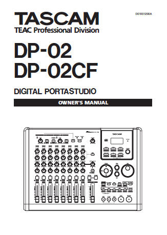 TASCAM DP-02 DP-02CF DIGITAL PORTASTUDIO OWNER'S MANUAL INC CONN DIAG BLK DIAG AND TRSHOOT GUIDE 80 PAGES ENG