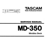 TASCAM MD-350 MINI DISC DECK SERVICE MANUAL INC SCHEM DIAGS PCB'S AND PARTS LIST 30 PAGES ENG