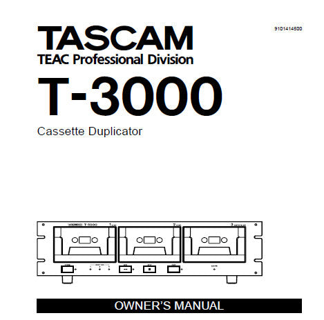 TASCAM T-3000 TAPE DUPLICATOR OWNER'S MANUAL INC CONN DIAGS AND BLK DIAG 8 PAGES ENG