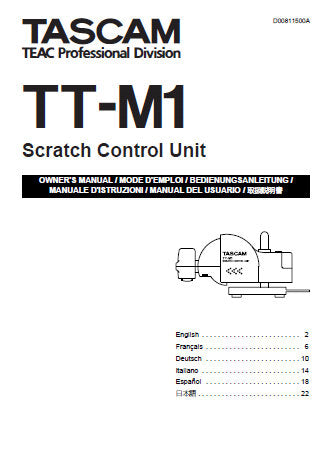 TASCAM TT-M1 SCRATCH CONTROL UNIT OWNER'S MANUAL 28 PAGES ENG FRANC DEUT ITAL ESP