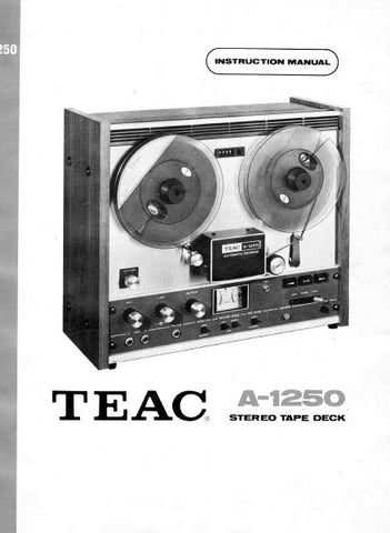 TEAC A-1250 STEREO TAPE DECK INSTRUCTION MANUAL INC TRSHOOT GUIDE 23 PAGES ENG