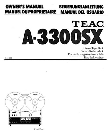 TEAC A-3300SX STEREO TAPE DECK OWNER'S MANUAL 23 PAGES ENG DEUT FRANC ESP