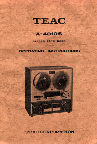 TEAC A-4010S STEREO TAPE DECK OPERATING INSTRUCTIONS 24 PAGES ENG