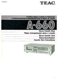 TEAC A-660 STEREO CASSETTE DECK OWNER'S MANUAL INC CONN DIAG 32 PAGES ENG DEUT FRANC NL ESP