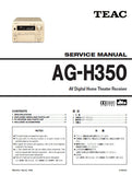 TEAC AG-H350 AV DIGITAL HOME THEATER RECEIVER SERVICE MANUAL INC PCBS AND PARTS LIST 12 PAGES ENG