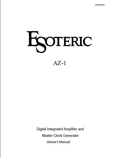 TEAC AZ-1 DIGITAL INTEGRATED AMPLIFIER AND MASTER CLOCK GENERATOR OWNER'S MANUAL 16 PAGES ENG