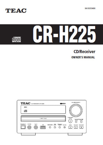 TEAC CR-H225 CD RECEIVER OWNER'S MANUAL INC CONN DIAG AND TRSHOOT GUIDE 36 PAGES ENG
