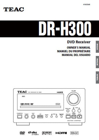 TEAC DR-H300 DVD RECEIVER OWNER'S MANUAL INC CONN DIAGS AND TRSHOOT GUIDE 136 PAGES ENG FRANC ESP