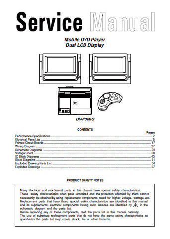 TEAC DV-P388G MOBILE DVD PLAYER SERVICE MANUAL INC BLK DIAGS PCBS SCHEM DIAGS AND PARTS LIST 47 PAGES ENG