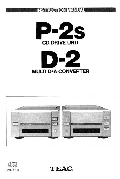 TEAC ESOTERIC D-2 MULTI DA CONVERTER P-2s CD DRIVE UNIT ESOTERIC INSTRUCTION MANUAL 42 PAGES ENG