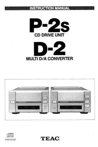TEAC ESOTERIC D-2 MULTI DA CONVERTER P-2s CD DRIVE UNIT ESOTERIC INSTRUCTION MANUAL 42 PAGES ENG