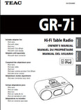 TEAC GR-7i HIFI TABLE RADIO OWNER'S MANUAL INC CONN DIAG AND TRSHOOT GUIDE 68 PAGES ENG FRANC ESP