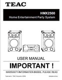 TEAC HMX2500 HOME ENTERTAINMENT PARTY SYSTEM USER MANUAL 20 PAGES ENG