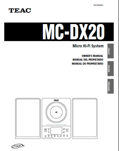 TEAC MC-DX20 MICRO HIFI SYSTEM OWNER'S MANUAL INC CONN DIAGS AND TRSHOOT GUIDE 56 PAGES ENG FRANC PORT