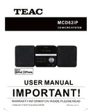 TEAC MCD62iP CD MICRO SYSTEM USER MANUAL INC TRSHOOT GUIDE 18 PAGES ENG