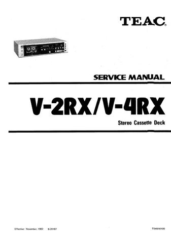 TEAC V-2RX V-4RX STEREO CASSETTE DECK SERVICE MANUAL INC PCBS SCHEM DIAGS AND PARTS LIST 69 PAGES ENG