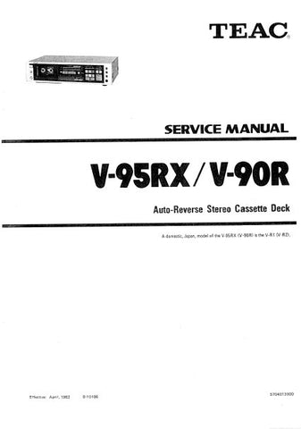 TEAC V-90R V-90RX AUTO REVERSE STEREO CASSETTE DECK SERVICE MANUAL INC PCBS SCHEM DIAG AND PARTS LIST 51 PAGES ENG