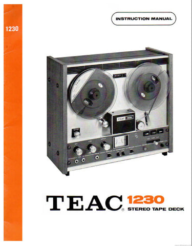 TEAC 1230 STEREO TAPE DECK INSTRUCTION MANUAL INC CONN DIAG AND TRSHOOT GUIDE 22 PAGES ENG