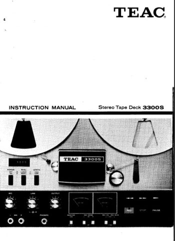 TEAC 3300S STEREO TAPE DECK INSTRUCTION MANUAL INC CONN DIAG AND TRSHOOT GUIDE 29 PAGES ENG