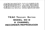 TEAC 80-8 TASCAM 8 CHANNEL REEL TO REEL RECORDER REPRODUCER SERVICE MANUAL INC BLK DIAGS SCHEMS PCBS AND PARTS LIST 90 PAGES ENG