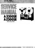 TEAC A-2300SR A-3300SR STEREO TAPE DECK SERVICE MANUAL INC PCBS SCHEM DIAGS AND PARTS LIST 58 PAGES ENG