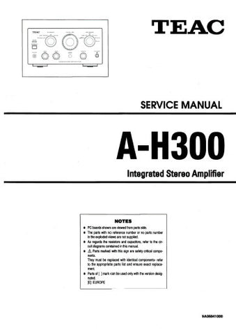 TEAC A-H300 INTEGRATED STEREO AMPLIFIER SERVICE MANUAL INC PCBS SCHEM DIAGS AND PARTS LIST 17 PAGES ENG