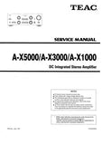 TEAC A-X1000 A-X3000 A-X5000 DC INTEGRATED STEREO AMPLIFIER SERVICE MANUAL INC BLK DIAG PCBS SCHEM DIAGS AND PARTS LIST 19 PAGES ENG