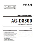 TEAC AG-D8800 AM FM STEREO RECEIVER SERVICE MANUAL INC PCBS SCHEM DIAGS AND PARTS LIST 27 PAGES ENG