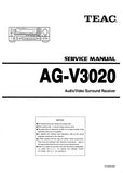 TEAC AG-V3020 AV SURROUND RECEIVER SERVICE MANUAL INC PCBS SCHEM DIAGS AND PARTS LIST 52 PAGES ENG