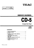 TEAC CD-5 CD PLAYER SERVICE MANUAL INC PCBS SCHEM DIAG AND PARTS LIST 23 PAGES ENG