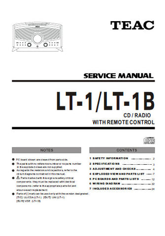 TEAC LT-1 LT-1B CD RADIO SERVICE MANUAL INC PCBS SCHEM DIAGS AND PARTS LIST 28 PAGES ENG