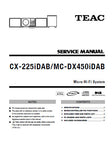 TEAC MC-DX225iDAB MC-DX450iDAB MICRO HIFI SYSTEM SERVICE MANUAL INC PCBS SCHEM DIAGS AND PARTS LIST 25 PAGES ENG