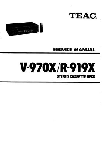 TEAC R-919X STEREO CASSETTE DECK SERVICE MANUAL INC PCBS SCHEM DIAGS AND PARTS LIST 51 PAGES ENG