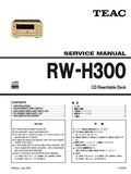 TEAC RW-H300 CD WRITABLE DECK SERVICE MANUAL INC PCBS SCHEM DIAGS AND PARTS LIST 26 PAGES ENG JAP