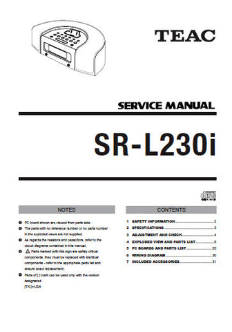 TEAC SR-L230i RADIO SERVICE MANUAL INC PCBS SCHEM DIAGS AND PARTS LIST 36 PAGES ENG