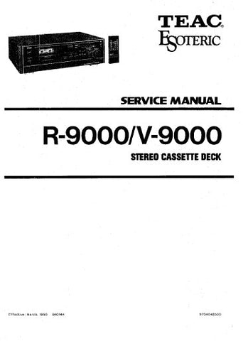 TEAC V-9000 R-9000 STEREO CASSETTE DECK SERVICE MANUAL INC PCBS SCHEM DIAGS AND PARTS LIST 58 PAGES ENG