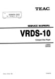 TEAC VRDS-10 CD PLAYER SERVICE MANUAL INC PCBS SCHEM DIAGS AND PARTS LIST 30 PAGES ENG