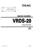 TEAC VRDS-20 CD PLAYER SERVICE MANUAL INC PCBS SCHEM DIAGS AND PARTS LIST 31 PAGES ENG