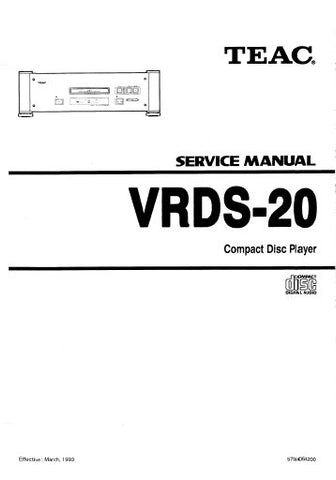 TEAC VRDS-20 CD PLAYER SERVICE MANUAL INC PCBS SCHEM DIAGS AND PARTS LIST 31 PAGES ENG