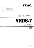 TEAC VRDS-7 CD PLAYER SERVICE MANUAL INC PCBS SCHEM DIAGS AND PARTS LIST 27 PAGES ENG