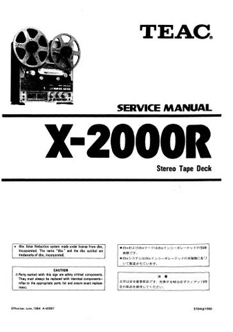 TEAC X-2000R STEREO TAPE DECK SERVICE MANUAL INC PCBS SCHEM DIAGS AND PARTS LIST 67 PAGES ENG