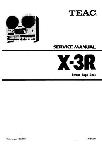 TEAC X-3R STEREO TAPE DECK SERVICE MANUAL INC PCBS SCHEM DIAGS AND PARTS LIST 34 PAGES ENG