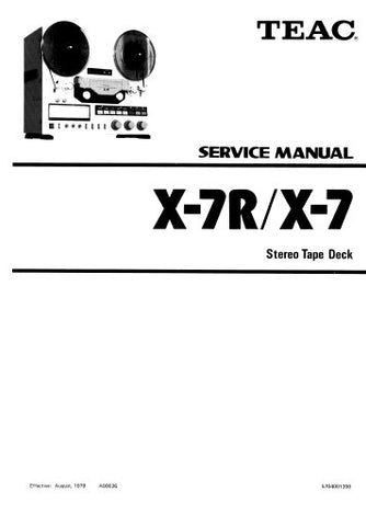 TEAC X-7 X-7R STEREO TAPE DECK SERVICE MANUAL INC PCBS SCHEM DIAGS AND PARTS LIST 55 PAGES ENG