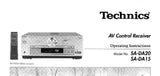 TECHNICS SA-DA15 SA-DA20 AV CONTROL RECEIVER OPERATING INSTRUCTIONS 72  PAGES ENG FRANC